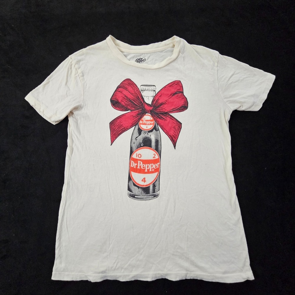 Dr Pepper Soda Bottle Beige Short Sleeve Cotton T-Shirt Adult XS